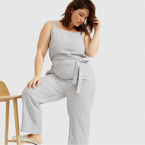 Everlane Pants - Everlane Linen Gray Striped Overalls Jumpsuit